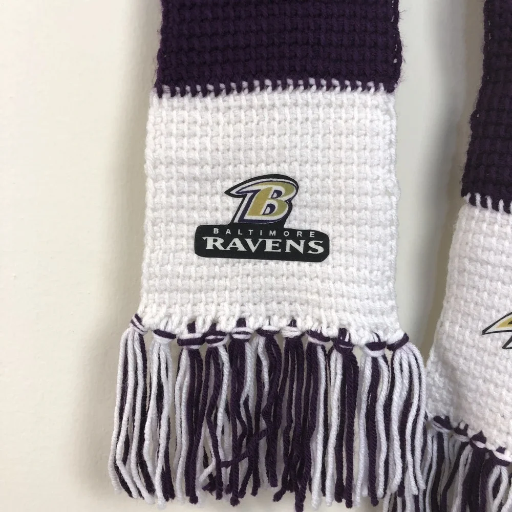 Baltimore Ravens Knit Scarf NFL Purple White Football